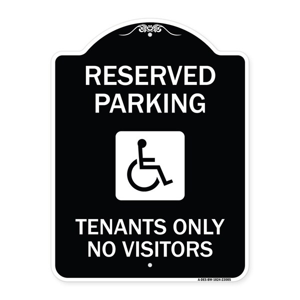 Reserved Parking Tenants No Visitors W/ Graphic Heavy-Gauge Aluminum Sign, 24" x 18", BW-1824-23005